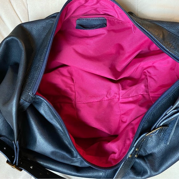 Maurizio Taiuti Navy Blue Leather Hobo Shoulder Bag - Picture 15 of 15